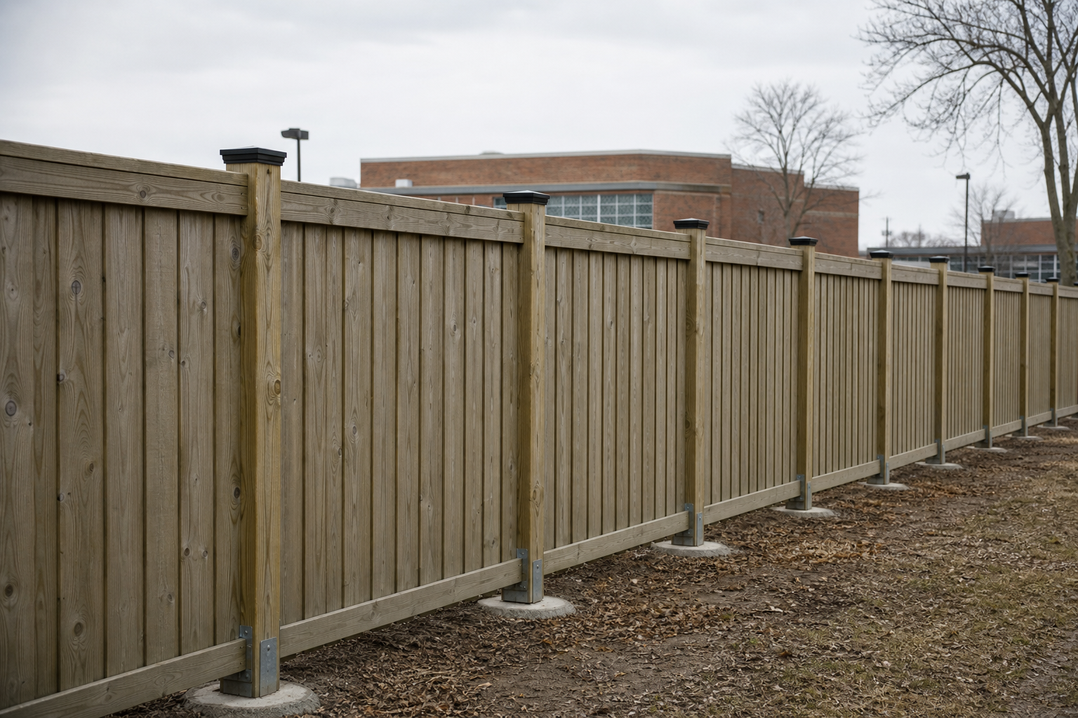 Commercial wood fence