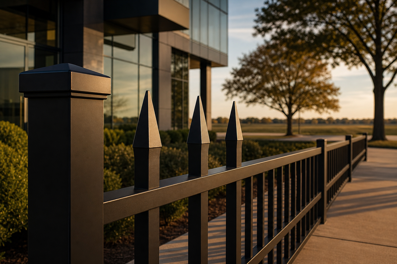 Commercial aluminum fence installation