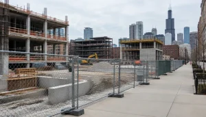 temporary fence plans for multi phase chicago construction sites with public sidewalk exposure